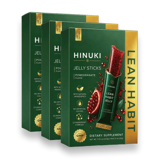 Hinuki bundel van 3 packs — drie groene Lean Habit jelly stick-dozen